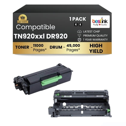Brother TN920xxl DR920 Black Toner Cartridge Combo ( 1 Pack ) Super High Yield