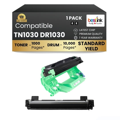 Brother TN1030 DR1030 Toner Cartridge and Drum Combo ( 1 Pack ) Standard Yield