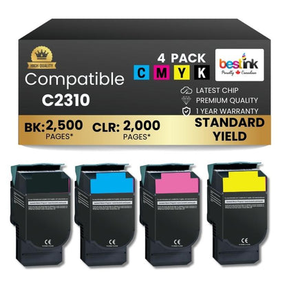 Compatible Lexmark  C540H2KG/C540H2MG/C540H2CG/C540H2YG Black,Cyan,Magenta,Yellow Toner Cartridge 4 Pack