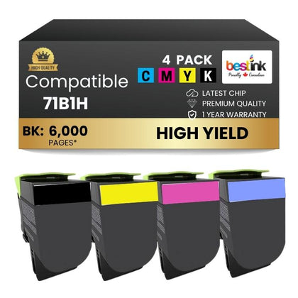 Compatible Lexmark 71B1HC0/71BIHKO/71B1HYO/71B1HM0 Toner Cartridge 4 Pack