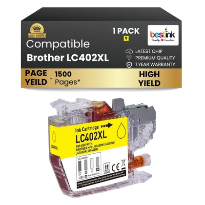 Brother LC402XL Compatible Ink Cartridge Yellow ( 1 Pack ) High Yield