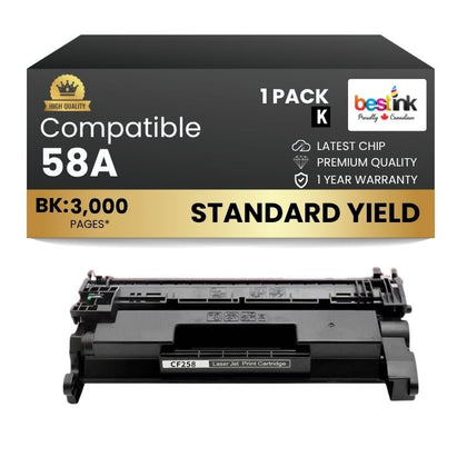 Compatible HP 58A CF258A Black Toner Cartridge - No Chip (1 Pack)