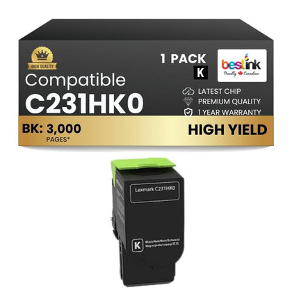 Compatible Lexmark C231HK0 Black Toner Cartridge