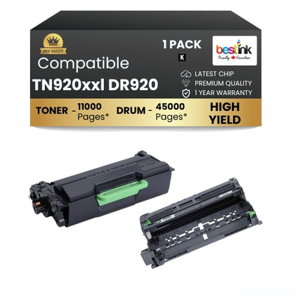 Brother TN920xxl DR920 Black Toner Cartridge Combo ( 1 Pack ) Super High Yield
