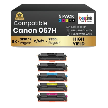 CANON 067H Comaptible Toner Cartridge BK/C/M/Y ( 5 Pack ) High Yield