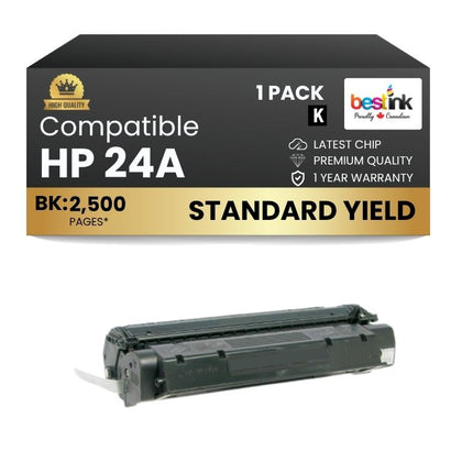 Compatible HP 24A Q2624A Black Toner Cartridge (1 Pack)