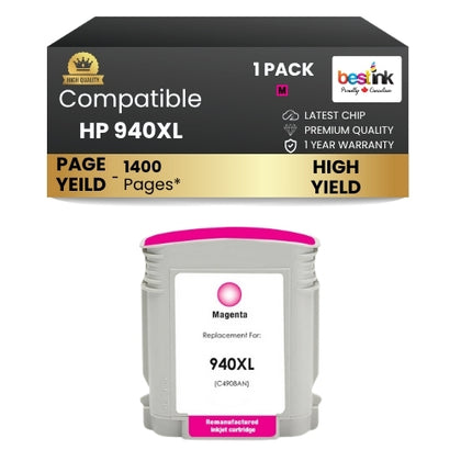 HP 940XL Comptible Ink Cartridge Magenta ( 1 Pack ) High Yield