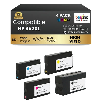HP 952XL Compatible Ink Cartridge BK/C/M/Y ( 4 Pack ) High Yield