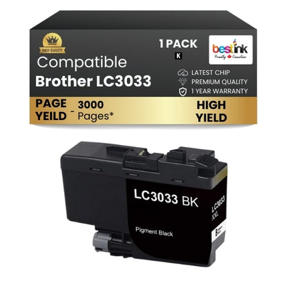Brother LC3033XXL Compatible Ink Cartridge Black ( 1 Pack ) Super High Yield