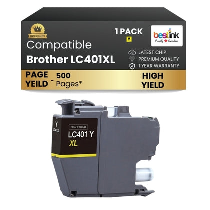 Brother LC401XL Compatible Ink Cartridge Yellow (1 Pack )  High Yield