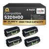 Compatible Lexmark  52D1H00 Black Toner 4 Pack