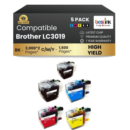 Brother LC3019 Compatibe Ink Cartridge BK/C/M/Y ( 5 Pack ) Super High Yield