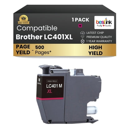 Brother LC401XL Compatible Ink Cartridge Magenta (1 Pack )  High Yield