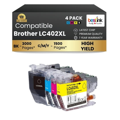 Brother LC402XL Compatible Ink Cartridge BK/C/M/Y ( 4 Pack ) High Yield