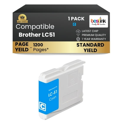 Brother LC51 Compatible Ink Cartridge Cyan ( 1 Pack ) Standard Yield