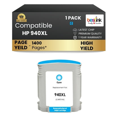 HP 940XL Comptible Ink Cartridge Cyan ( 1 Pack ) High Yield
