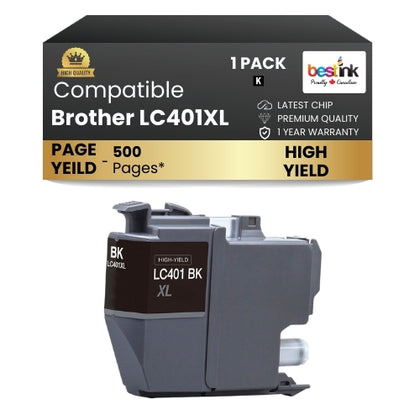 Brother LC401XL Compatible Ink Cartridge Black (1 Pack )  High Yield