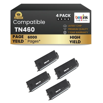 Compatible Brother TN460 Black Toner Cartridge High Yield (4 pack )