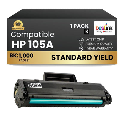 Compatible HP 105A W1105A Black Toner Cartridge Standard Yield (1 Pack)