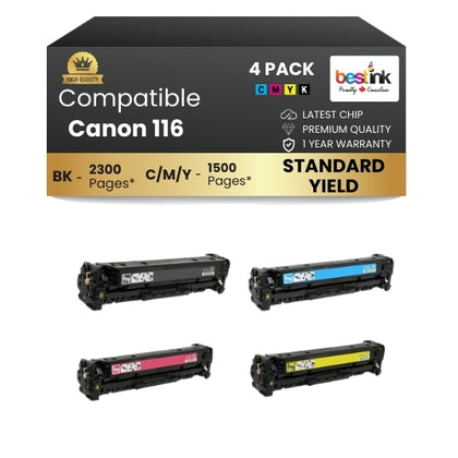 Canon 116 Compatible Toner Cartridge BK/C/M/Y (4 Pack ) Standard Yield