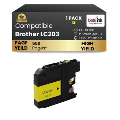 Brother LC203 Compatible Ink Cartridge Yellow ( 1 Pack ) High Yield
