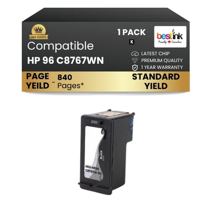 HP 96 C8767WN Compatible Ink Cartridge Black ( 1 Pack ) Standard Yield