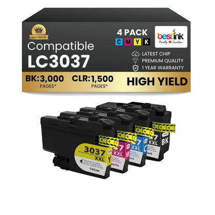Compatible Brother LC3037 Black/Cyan/Magenta/Yellow, 4 Pack Ink Cartridges