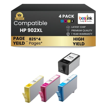 HP 902XL Compatible Ink Cartridge BK/C/M/Y ( 4 Pack )  High Yield