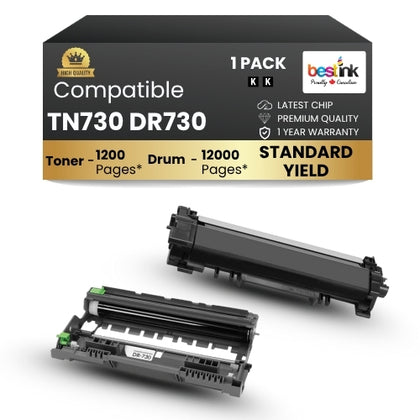 Brother Compatible TN730 DR730 Toner & Drum Combo ( 1 Pack)