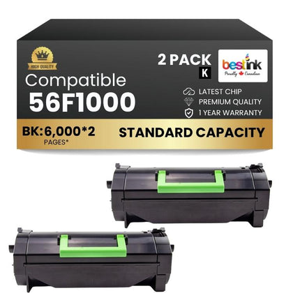 Compatible Lexmark 56F1000 Black Toner Cartridge 2 Pack
