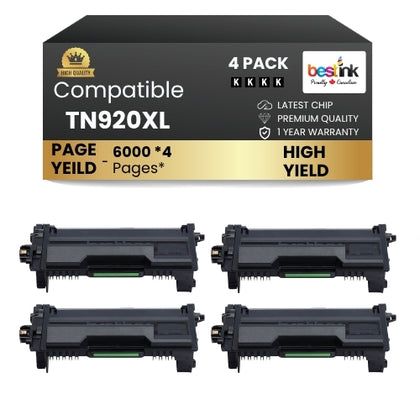 Compatible Brother TN920XL Black Toner Cartridge - High Yield ( 4 Pack )