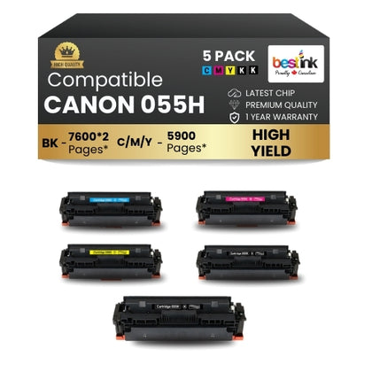 CANON 055H Compatible Toner Cartridge BK/C/M/Y (5 Pack ) High Yield