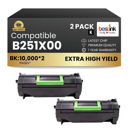 Compatible Lexmark B251X00 Black Toner Cartridge 2 Pack