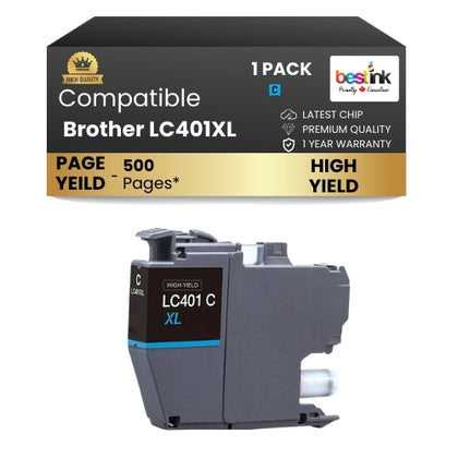 Brother LC401XL Compatible Ink Cartridge Cyan (1 Pack )  High Yield