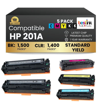 Compatible HP 201A Toner Cartridge Combo 2BK/C/M/Y (5 pack)