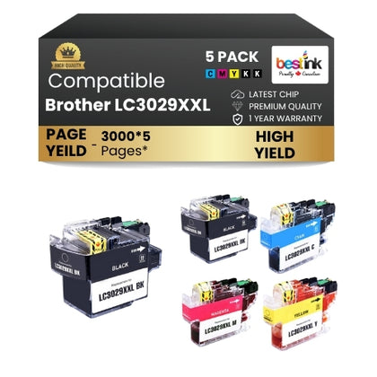Brother LC3029XXL Compatible Ink Cartridge BK/C/M/Y ( 5 Pack ) High Yield