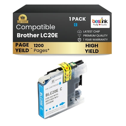 Brother LC20E Compatible Ink Cartridge Cyan ( 1 Pack ) Super High-Yield
