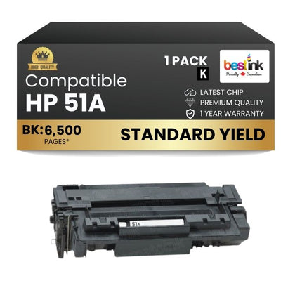 Compatible HP 51A Q7551A Black Toner Cartridge (1 Pack)