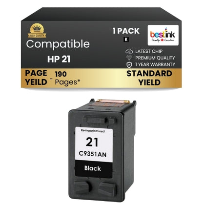 HP 21 Compatible Ink Cartridge Black ( 1 Pack ) Standard Yield
