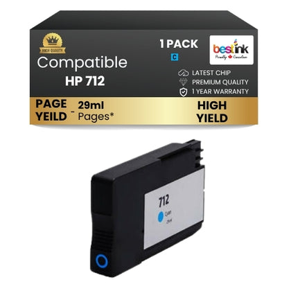 HP 712 Compatible Ink Cartridge Cyan ( 1 Pack ) High Yield