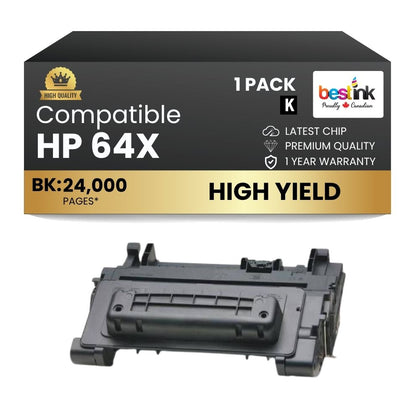 Compatible HP 64X CC364X Black Toner Cartridge High Yield (1 Pack)