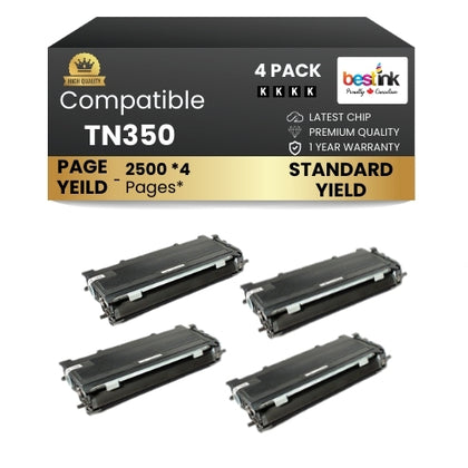 Brother TN-350 Compatible Black Toner Cartridge (4 Pack) Standard Yield