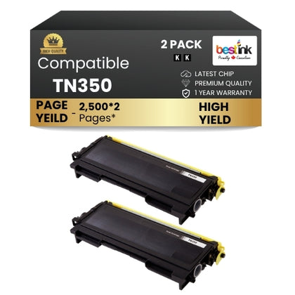 Brother TN350 Compatible Black Toner Cartridge - High-Yield ( 2 Pack )