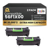 Compatible Lexmark  56F1X00 Black Toner Cartridge 2 Pack