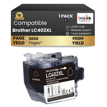 Brother LC402XL Compatible Ink Cartridge Black ( 1 Pack ) High Yield
