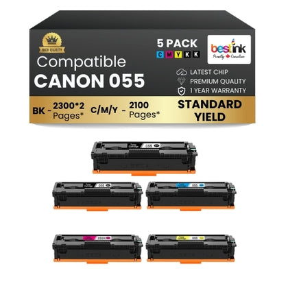 Cartouche de toner compatible CANON 055 BK/C/M/Y (paquet de 5) rendement standard