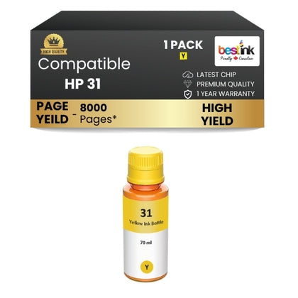 HP 31 Compatible Ink Cartridge Bottle Yellow ( 1 Pack ) High Yield 70ml