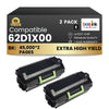 Compatible Lexmark  62D1X00 Black Toner Cartridge 2 Pack