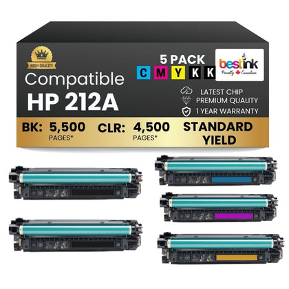 Compatible HP 212A Toner Cartridge Standard Yield BK/C/M/Y (5 Pack)