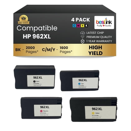 HP 962XL Compatibl Ink Cartridge BK/C/M/Y ( 4 Pack ) High Yield